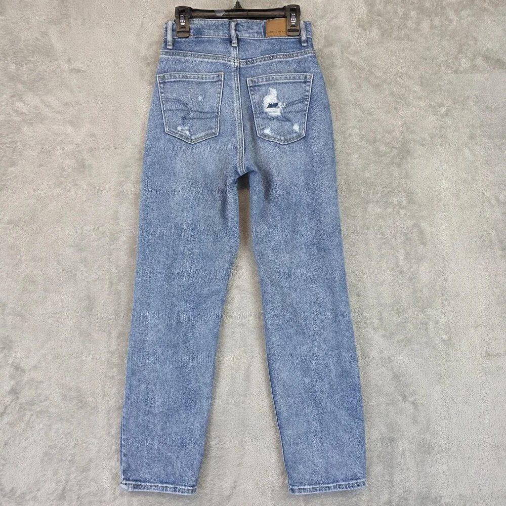 American Eagle Outfitters 90s Boyfriend Jeans Womens 000 High Rise Distressed - Picture 2 of 13